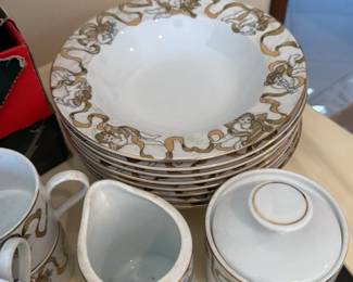 American Atelier Porcelain Tea Set with Cherub Motif