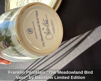 Franklin Porcelain "The Meadowland Bird Vase" by Bairstow Limited Edition