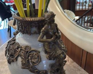 Artificial Calla Lilies in Decorative Urn