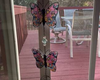 Butterfly Stained Glass Suncatcher with Chimes