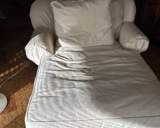 Cream Upholstered Armchair with Loose Covers