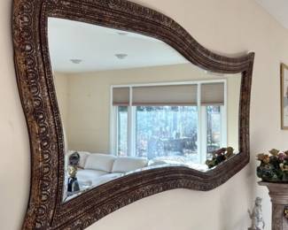 Ornate Gilt Wood Mirror with S-Shaped Frame