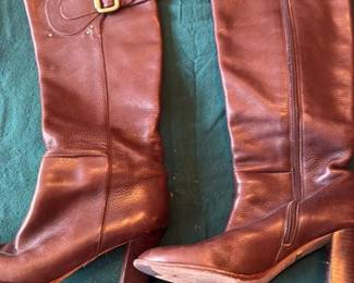 Women's Brown Leather Knee High Boots