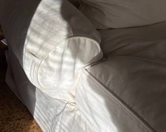 Cream Upholstered Armchair with Loose Covers