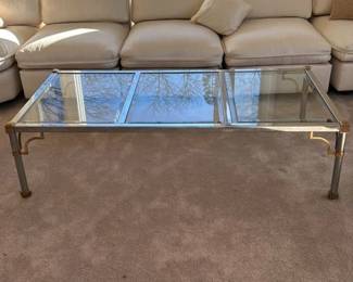 Mid Century Modern Chrome and Glass Coffee Table