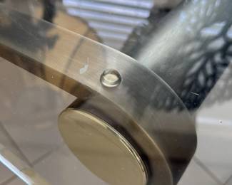 Glass Top Accent Table with Decorative Tree Sculpture and Table Lamp