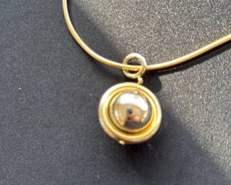 Vintage Gold Tone Ball Pendant Necklace and Matching Earrings Set