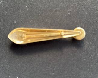 Vintage Gold Tone "Dangle" Tie Clip with Blue Cabochon