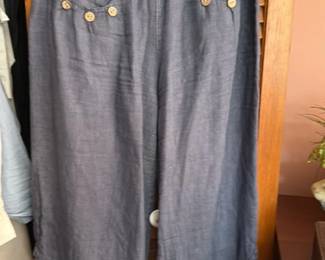 Women's Linen Blend Cropped Wide Leg Pants