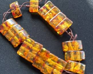 Rectangular Amber Bead Bracelet