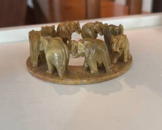 Onyx Elephant Family Figurine