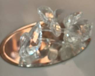 Crystal Flower Sculpture with Oval Base