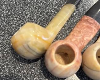 Lot of 18 Carved Stone Smoking Pipes