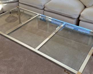 Mid Century Modern Chrome and Glass Coffee Table
