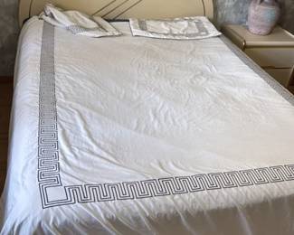White Duvet Cover with Greek Key Border