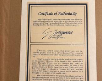 Toshu Asada Woodblock Print "Flowers of the Golden Sky"