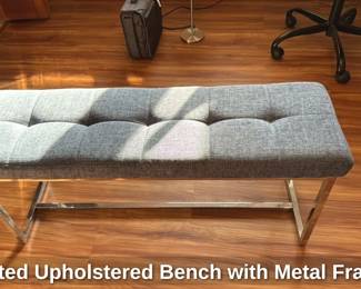 Tufted Upholstered Bench with Metal Frame