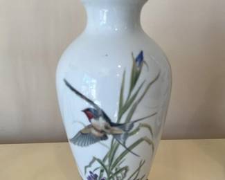 Franklin Porcelain "The Meadowland Bird Vase" by Bairstow Limited Edition