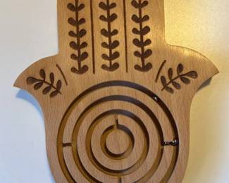 Wooden Hamsa Hand Maze Puzzle