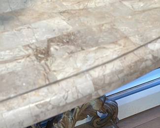 Ornate Gilt Metal and Marble Console Table