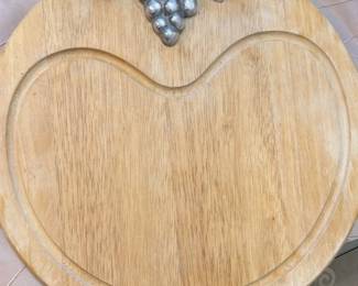 Wooden Cheese Board with Silver Plated Grape cluster Handle