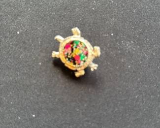 Vintage Turtle Brooch with Enamel Inlay