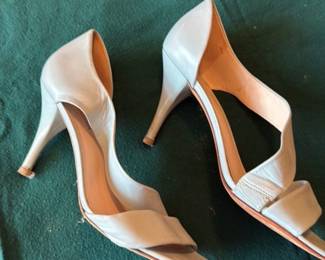 BCBG Max Azria Women's Light Blue Leather Strappy Stiletto Sandals