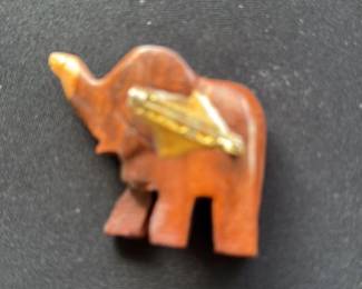 Carved Wooden Elephant Pin