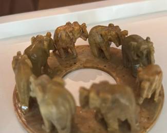 Onyx Elephant Family Figurine