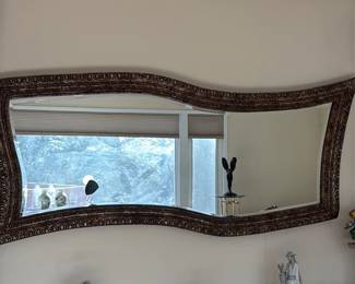 Ornate Gilt Wood Mirror with S-Shaped Frame