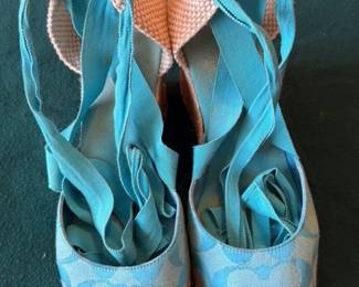 Coach "C" Pattern Espadrille Wedge Sandals