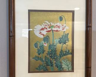 Toshu Asada Woodblock Print "Flowers of the Golden Sky"