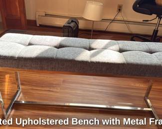 Tufted Upholstered Bench with Metal Frame