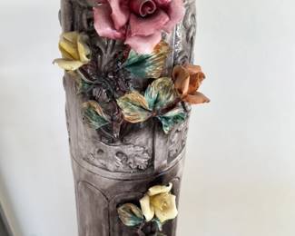 Vintage Ceramic Pedestal with Roses