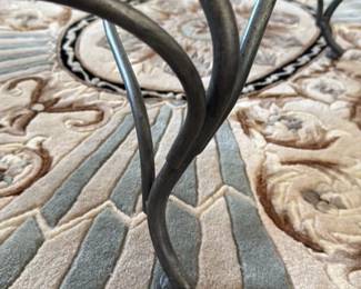 Oval Glass and Wrought Iron Dining table