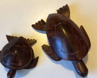 Carved Wooden Sea Turtles