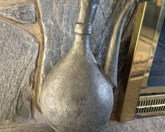 Antique Engraved Copper or Brass Ewer with Spout