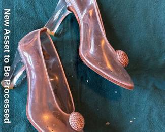Stuart Weitzman clear pumps with Pink Rhinestone Embellishment