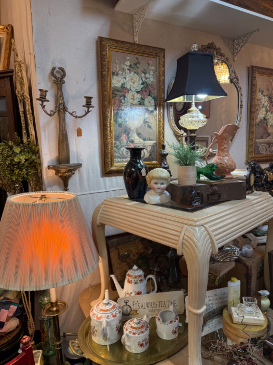 Wall sconces, end tables, lamps, framed art, tea sets and more
