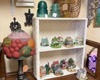 tiny village pieces, fruit lamp, baskets and more