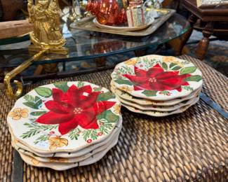 Vintage Decorative Christmas 9” dessert or salad plates