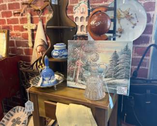art, shelves, tables, decorative plates and more