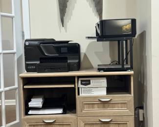 Light Oak Office Storage  Cabinet with Drawers and Shelving 