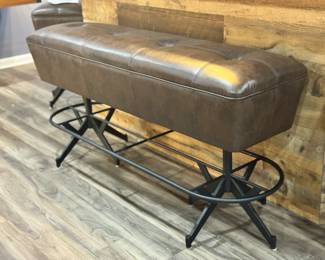 Industrial - Style Bench w/ Leather