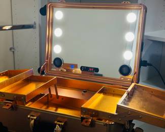 Professional Lighted  Make up Travel Case W Stand 