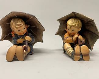 Pair Of Hummel Porcelain Umbrella Boy And Girl Figures 152/0A And 152/0B