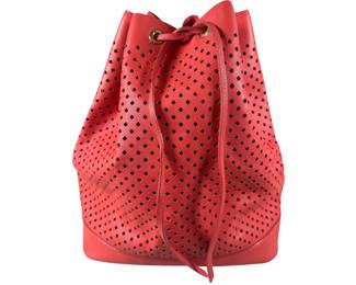 Louis Vuitton Limited Edition "Noe" Corail Flore Perforated Letter Shoulder Bag With Accessories Pouch