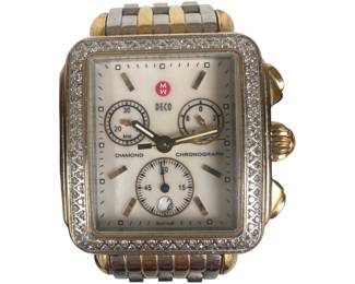 Michele "DECO" Diamond And Two-Tone Chronograph Woman's Wrist Watch