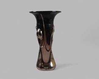 Wayne D. Filan (American, B.1946) Art Glass Vase With Silver Accents, Circa 1980