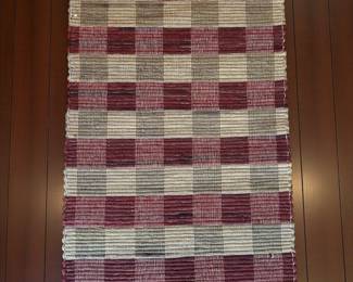 Woven Cotton Red And Olive Rug